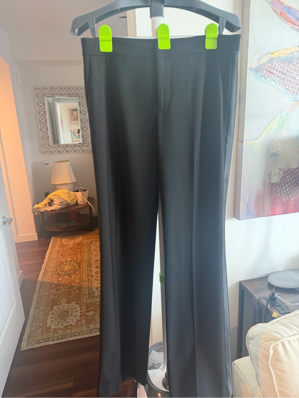 Lauren Ralph Lauren Black Straight-Leg Pants with Satin Side Stripe size 4 - Picture 3 of 3